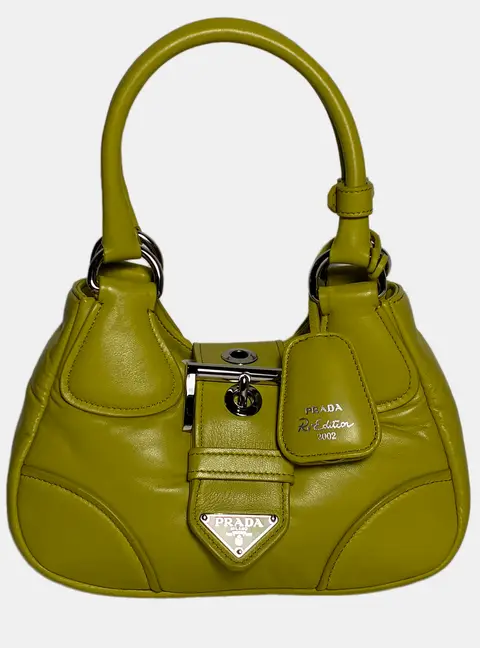 Prada Re-Edition 2002 Small Moon Green Leather Top Handle Bag