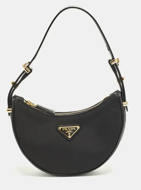 Prada Arqu&eacute; Black Leather and Nylon Hobo