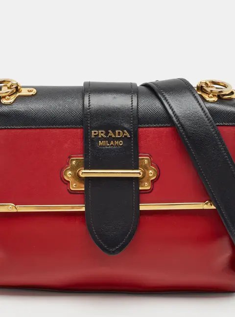 Prada Cahier Red/Black Leather Shoulder Bag