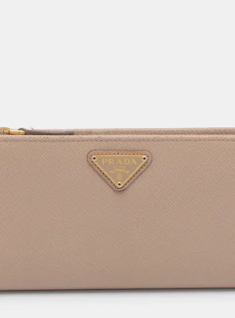 Prada Beige Saffiano Leather Continental Wallet