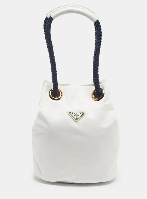 Prada Mariner White/Blue Nylon Bucket Bag