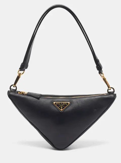 Prada Triangle Black Leather Bag