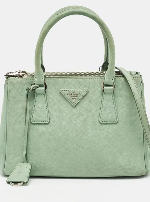 Prada Galleria Small Green Saffiano Leather Tote