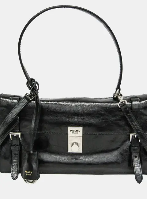Prada Leather Handbag Shoulder Bag Black