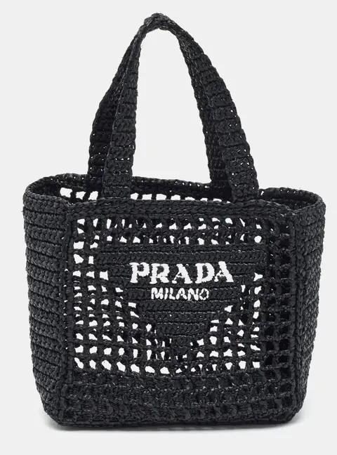 Prada Black Small Crochet Tote