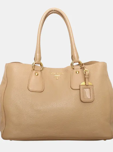 Prada Vitello Daino Leather Tote Beige Vitello Daino Leather Top Handle Bag