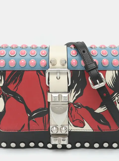Prada Elektra Embellished Multicolor Leather Shoulder Bag