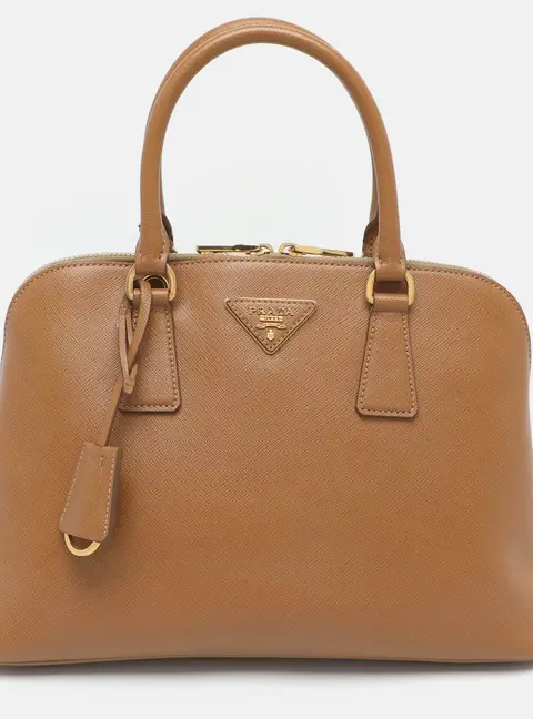 Prada Promenade Medium Caramel Saffiano Lux Leather Satchel