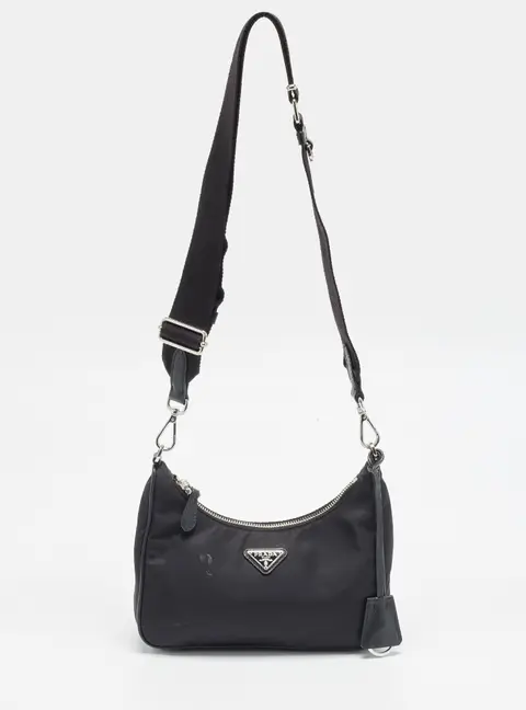 Prada Re-Edition 2005 Black Nylon and Saffiano Leather Shoulder Bag