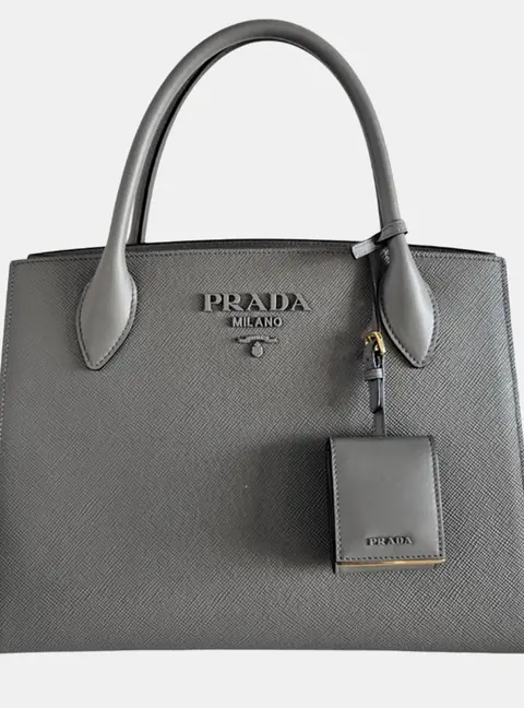 Prada Monogram 2-way Grey Shoulder Bag