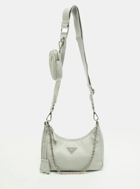 Prada Re-Edition 2005 Light Blue Nylon Shoulder Bag