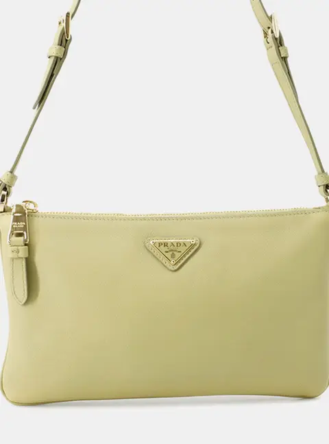 Prada Soft Grain Mini Pistacchio Leather Shoulder Bag