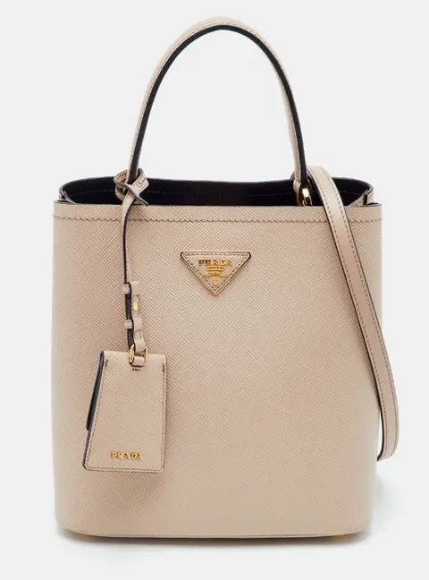 Prada Panier Pink Medium Saffiano Cuir Leather Top Handle Bag