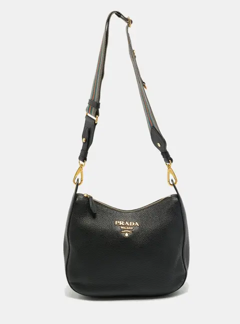 Prada Daino Black Leather Hobo