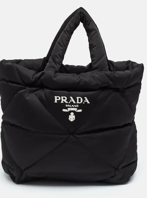 Prada Black Quilted Padded Re-Nylon Tote