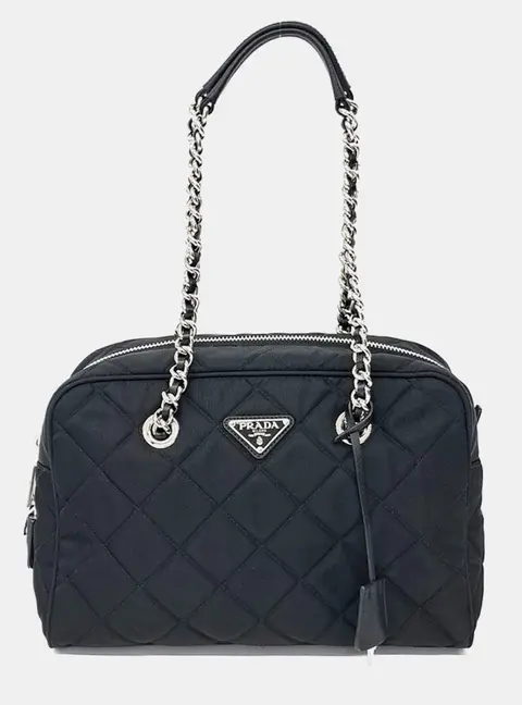 Prada Black Nylon chain shoulder bag