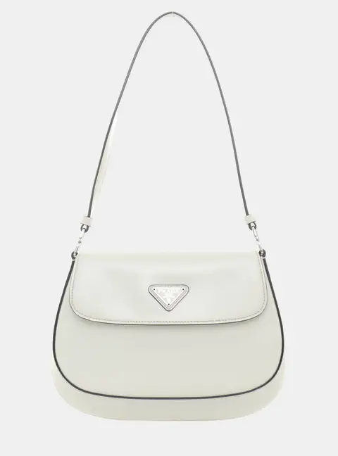 Prada Cleo White Leather Shoulder Bag
