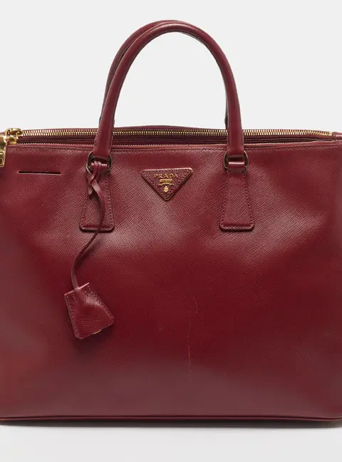 Prada Double Zip Large Red Saffiano Lux Leather Tote