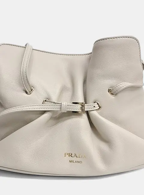 Prada Dada Small White Napa Leather Top Handle Bag