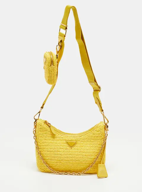 Prada Re-Edition 2005 Yellow Raffia Shoulder Bag