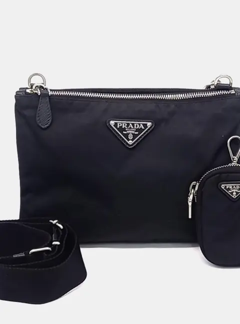 Prada Re-Nylon Double Zip Crossbody Bag (1BH046)