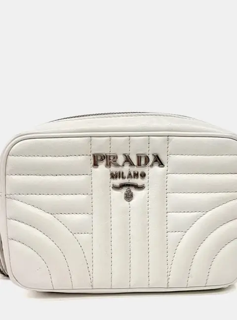Prada Cream Leather Diagram Crossbody Bag