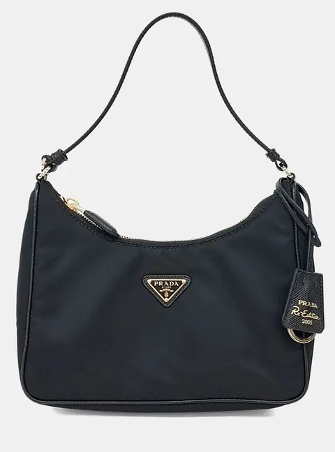 Prada Black Nylon Re-Nylon Tessuto Hobo Bag