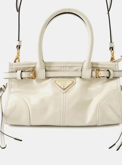 Prada Bonnie Mini White Patent Leather Shoulder Bag