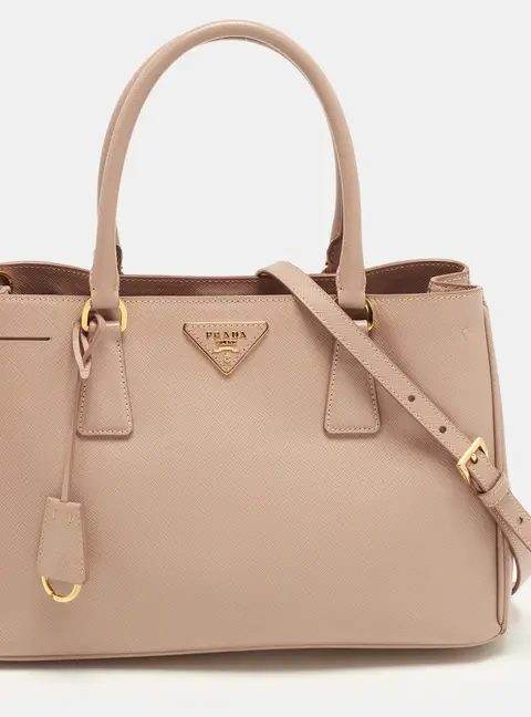 Prada Open Medium Beige Saffiano Leather Tote