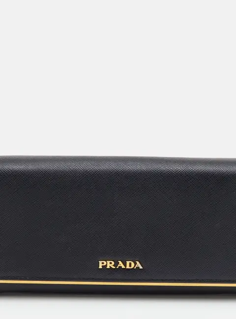 Prada Black Saffiano Leather Long Wallet