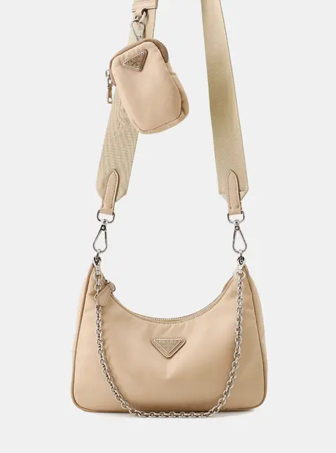 Prada Re-Edition 2005 Beige Re-Nylon Shoulder Bag