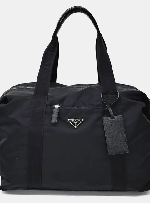 Prada Re-Nylon Tessuto Travel Black Nylon Leather Duffle Bag