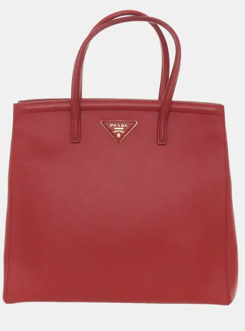 Prada Saffiano Lux Medium Red Saffiano Leather Tote Bag
