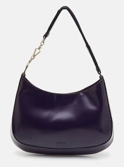 Prada Spazzolato Cleo Purple Leather Hobo