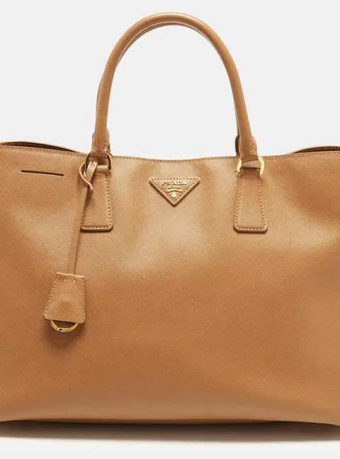 Prada Open Large Brown Saffiano Lux Leather Tote