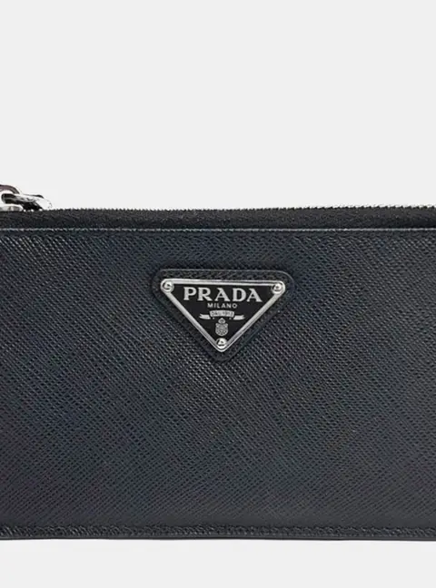 Prada Black Leather Saffiano card wallet