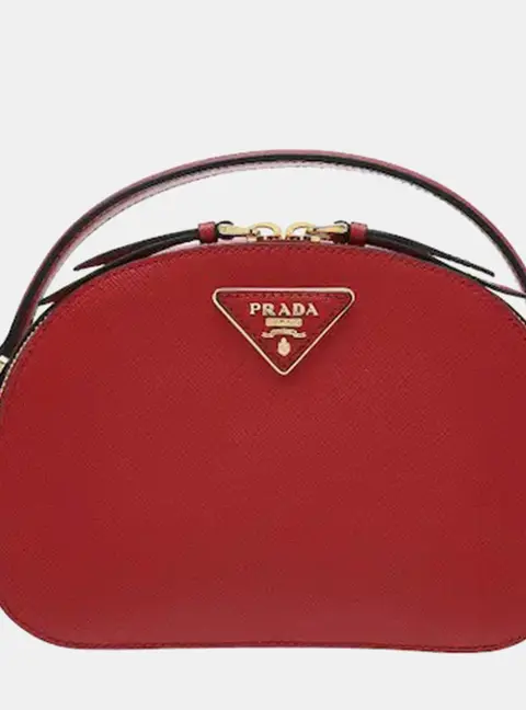 Prada Odette Small Black Saffiano Lux Leather Top Handle Bag