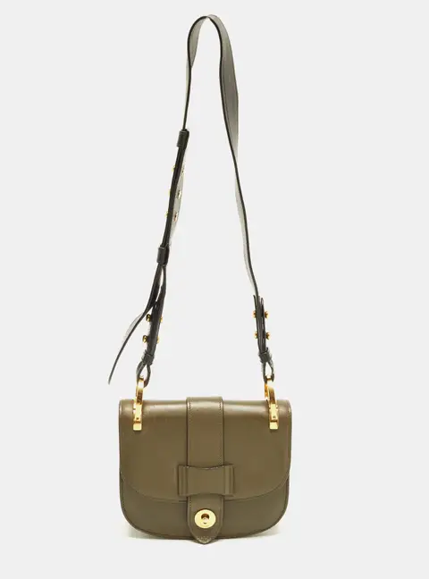 Prada Pionniere Olive Green Leather Saddle Bag