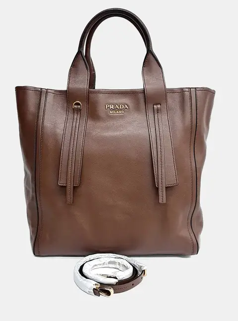 Prada Brown Leather Tote and Shoulder bag