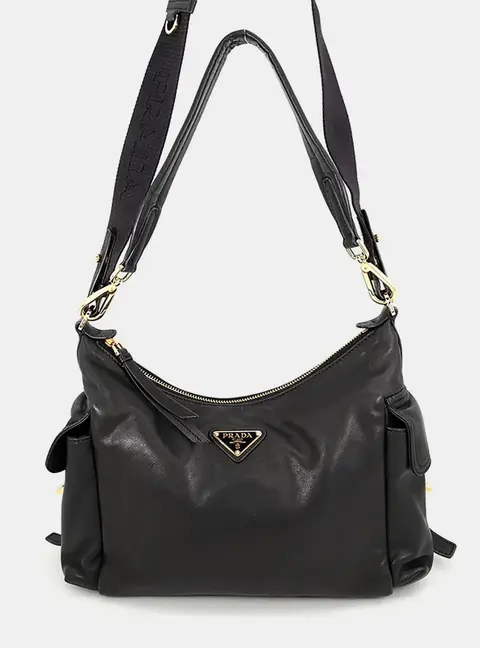 Prada Explorer Large Black Leather Shoulder Bag