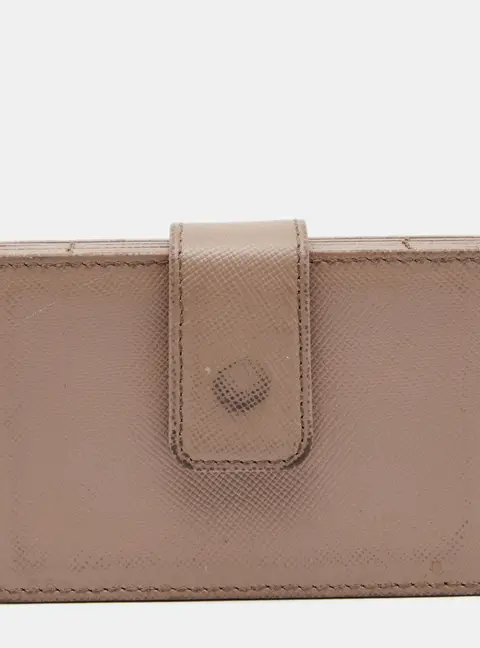 Prada Beige Saffiano Leather 5 Gusset Card Holder