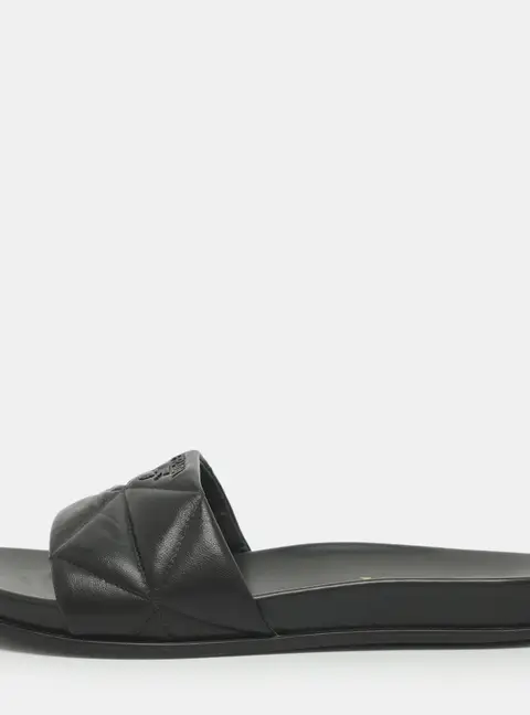 Prada Logo Embellished Size 39 Black Quilted Leather Flats
