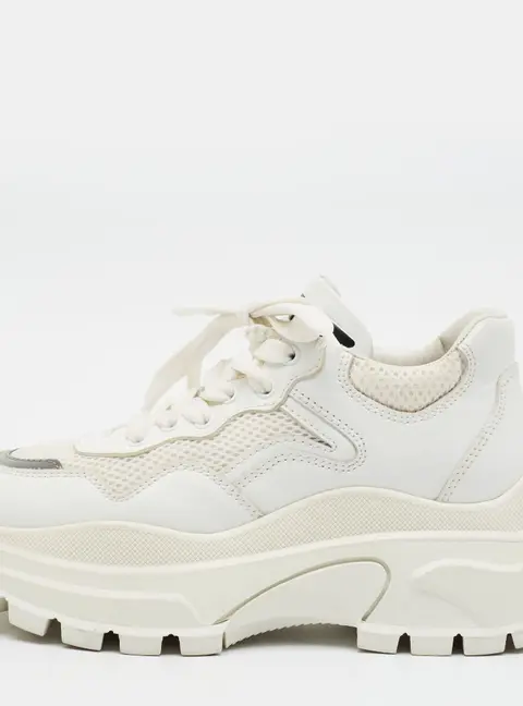 Prada Size 36 White Leather and Mesh Platform Lace Up Sneakers