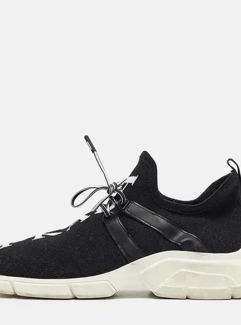 Prada Black Knit Fabric Lace Up Sneakers Size 39.5