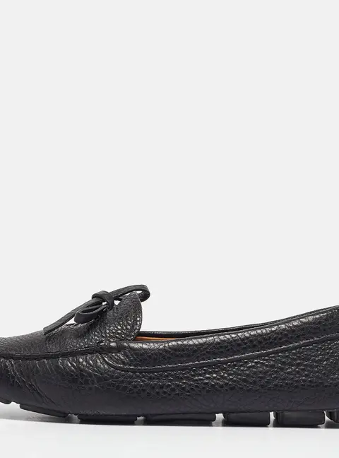 Prada Black Leather Slip On Loafers Size 35