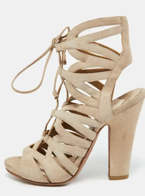 Prada Beige Suede Ankle Strap Sandals Size 35