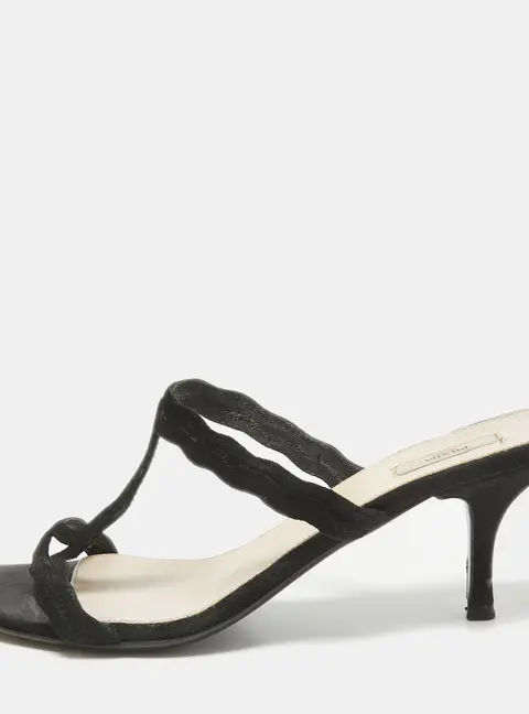 Prada Black Suede Slide Sandals Size 37