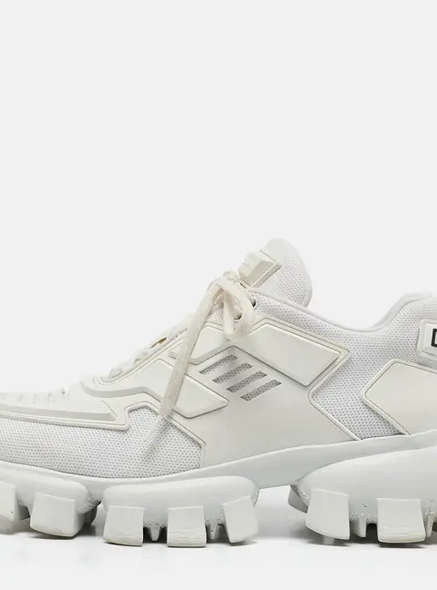 Prada White Fabric and Rubber Cloudbust Thunder Low Top Sneakers Size 39.5