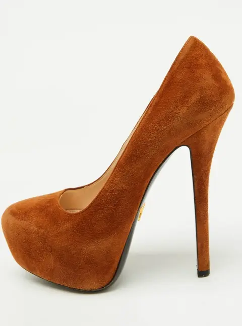 Prada Brown Suede Round Toe Platform Pumps Size 36