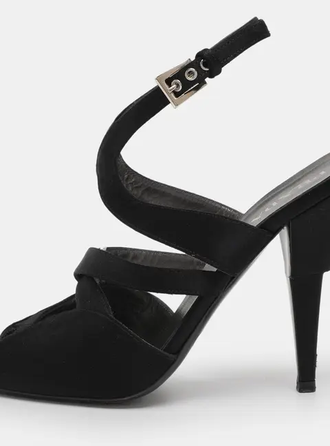 Prada Black Satin Ankle Strap Sandals Size 38